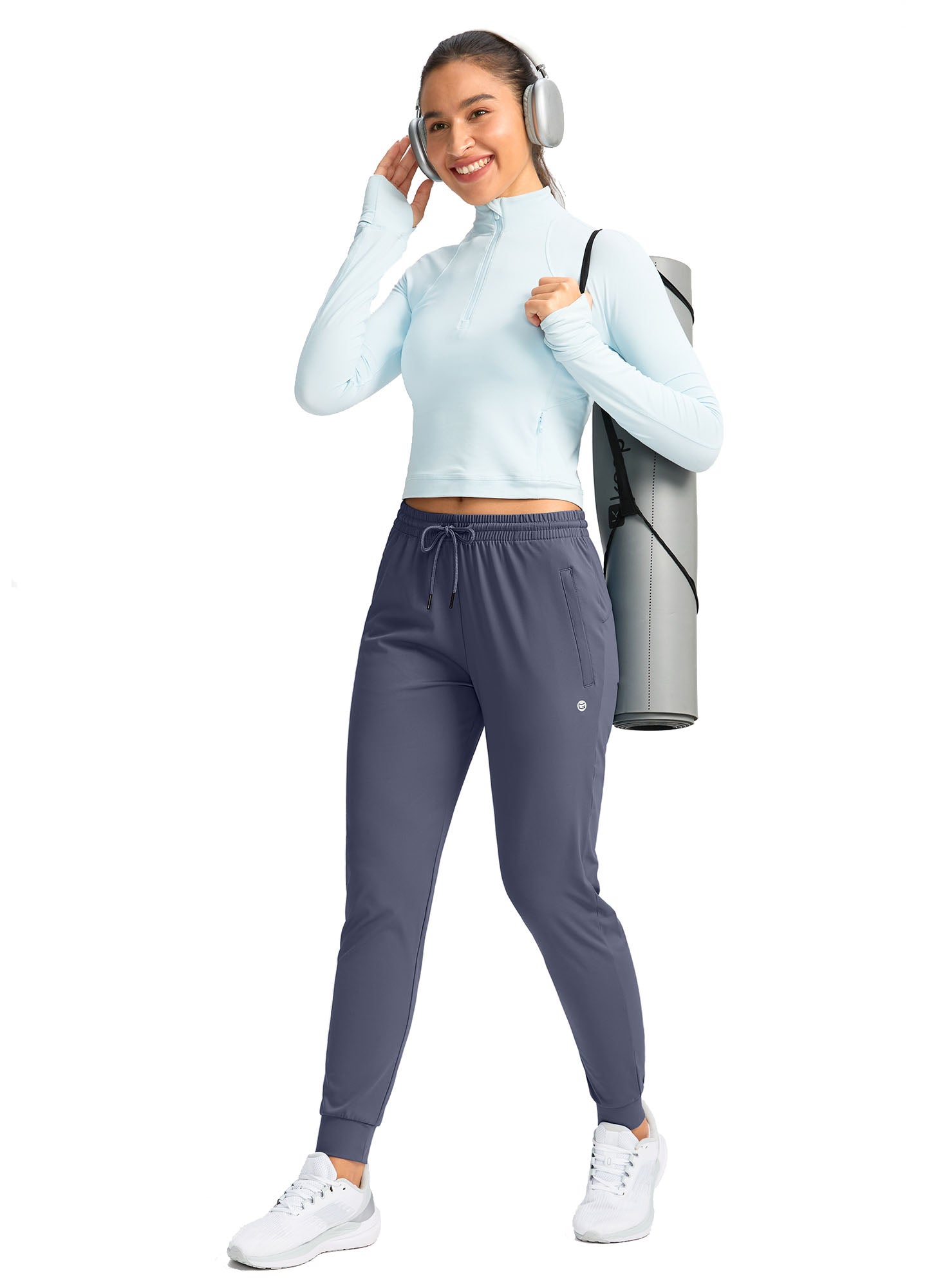 Stretch Drawstring Running Sweatpants with Pockets