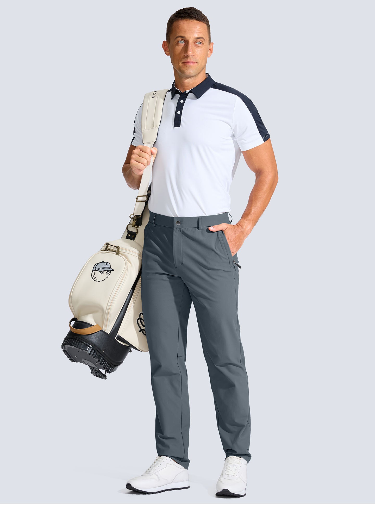 Stretch Slim Fit Golf Pants with Zipper Pockets