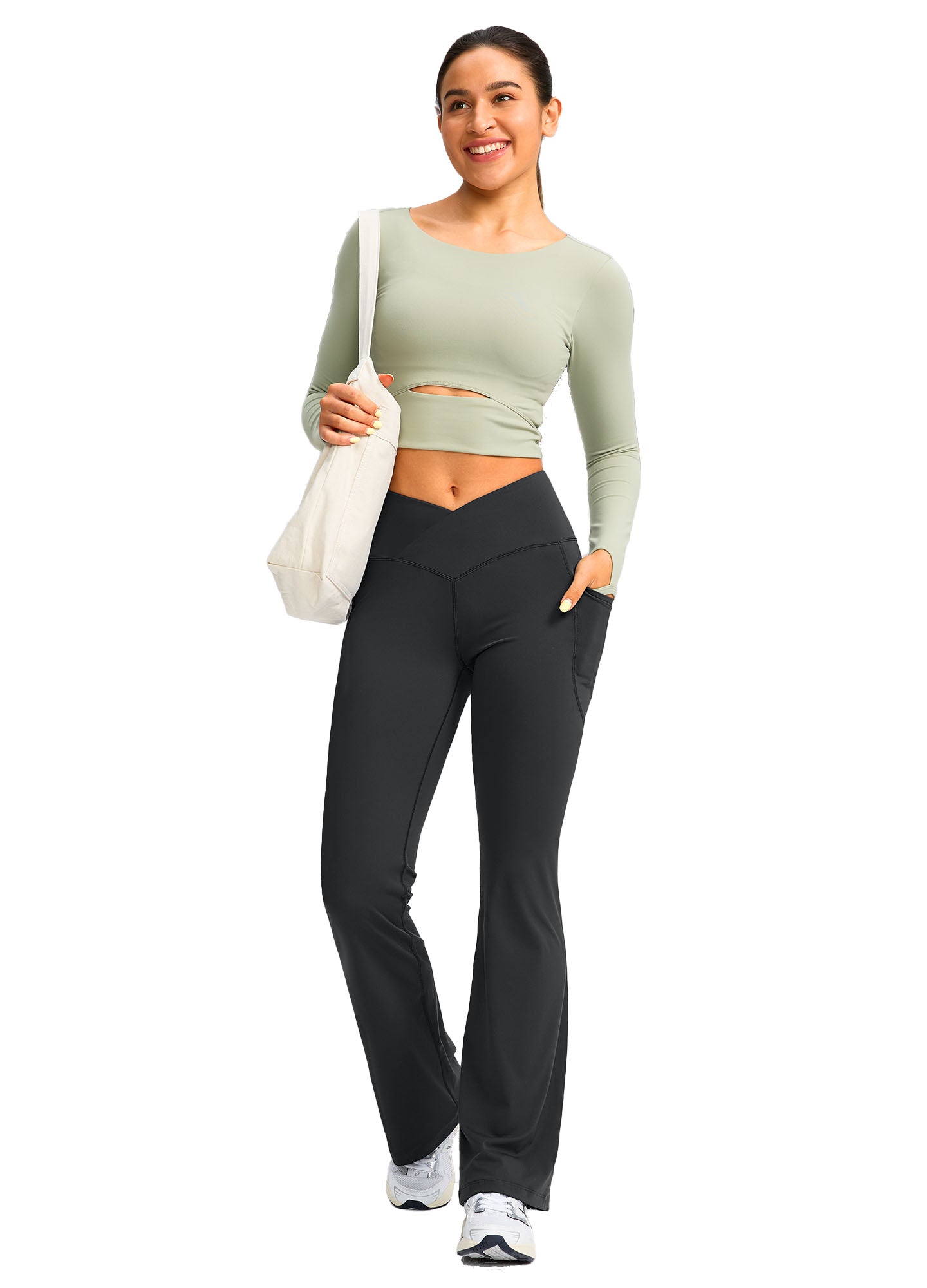 High Waist Flare Leggings with Pockets 29"/30.5"/32"