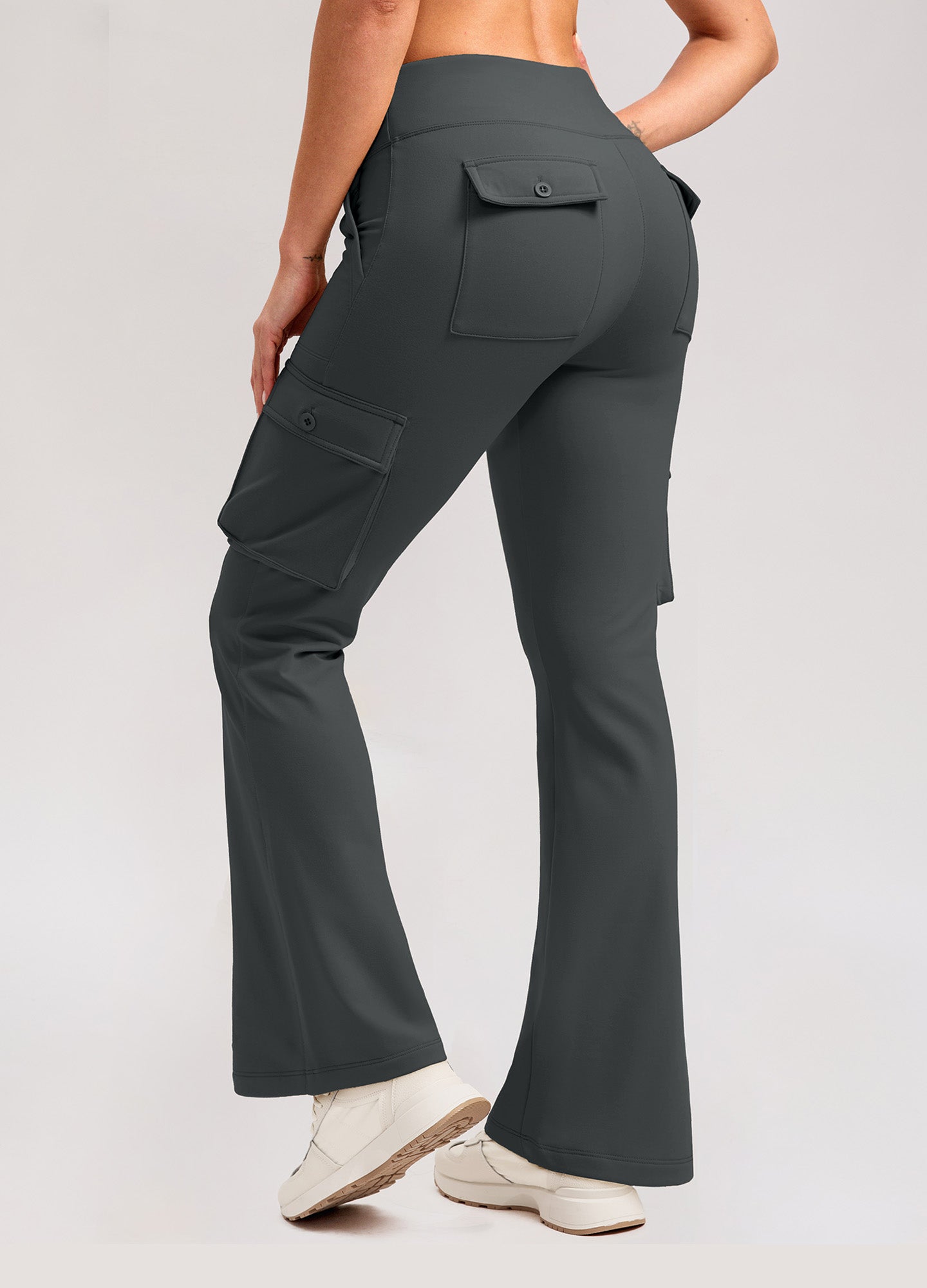 Fleece Lined Cargo Flare Leggings 6 Pockets