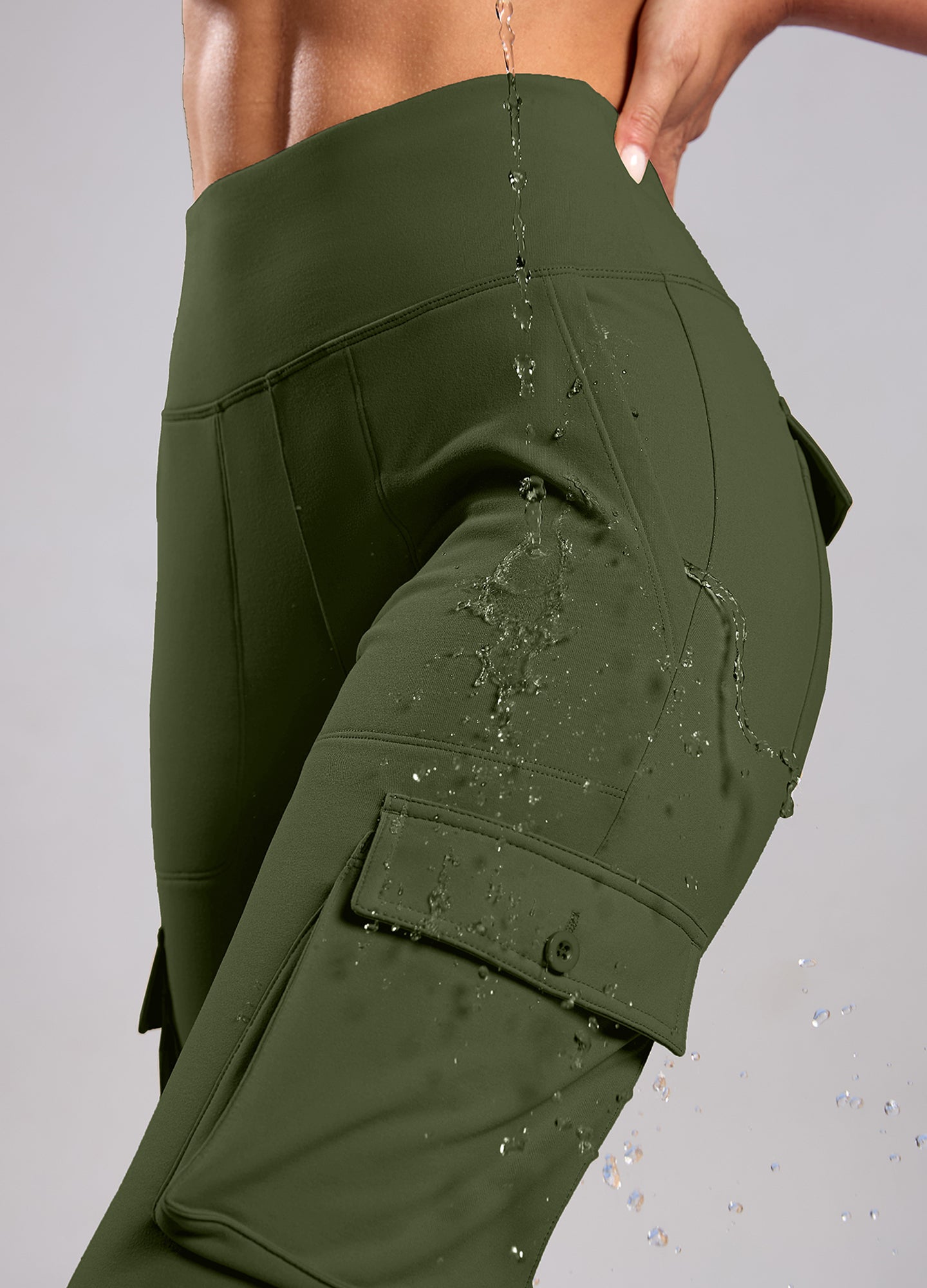Fleece Lined Cargo Flare Leggings 6 Pockets