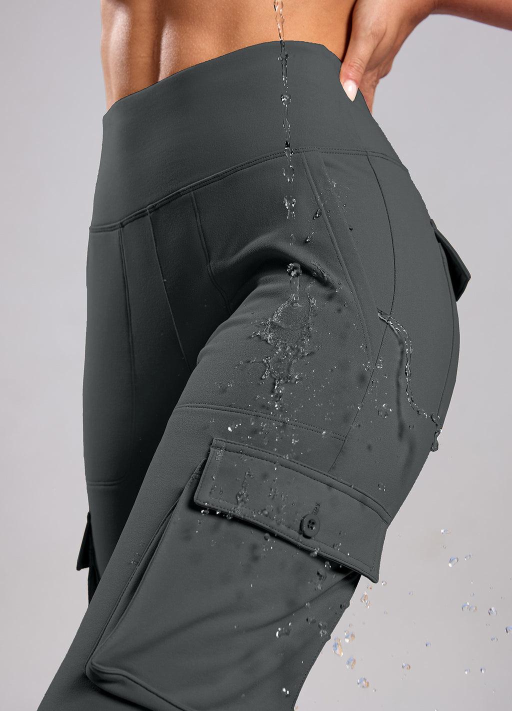 Fleece Lined Cargo Flare Leggings 6 Pockets