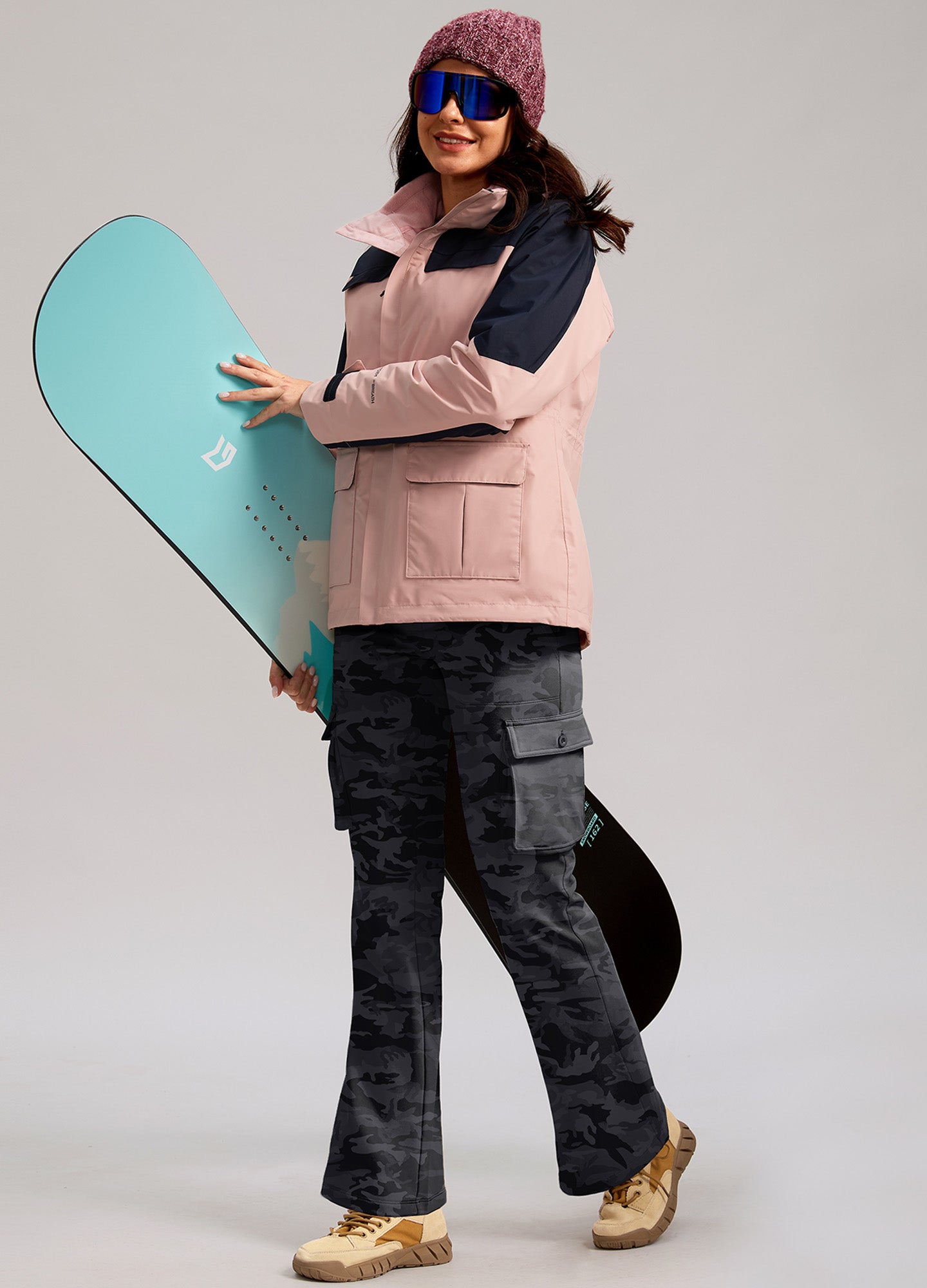 Fleece Lined Cargo Flare Leggings 6 Pockets