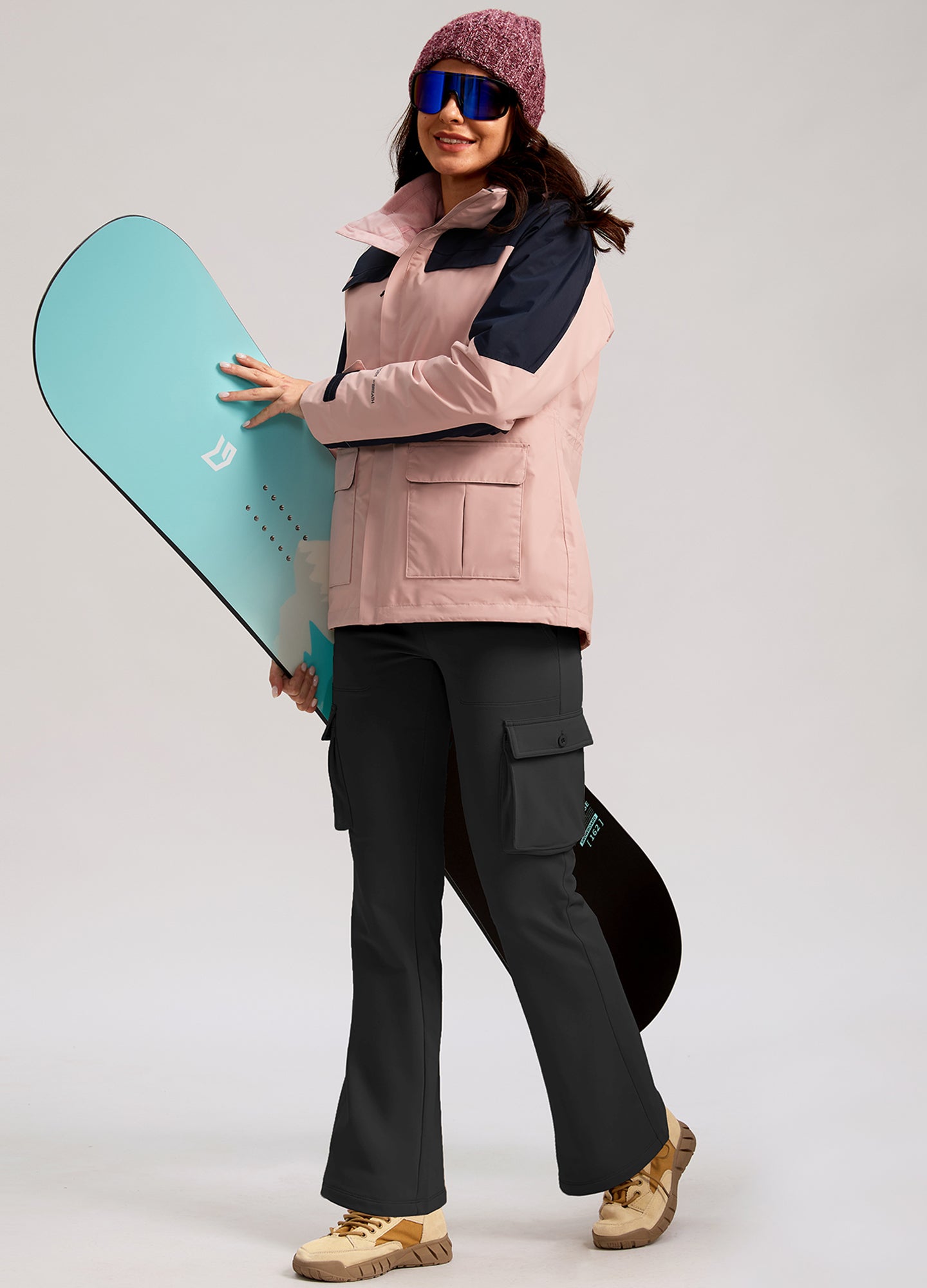 Fleece Lined Cargo Flare Leggings 6 Pockets