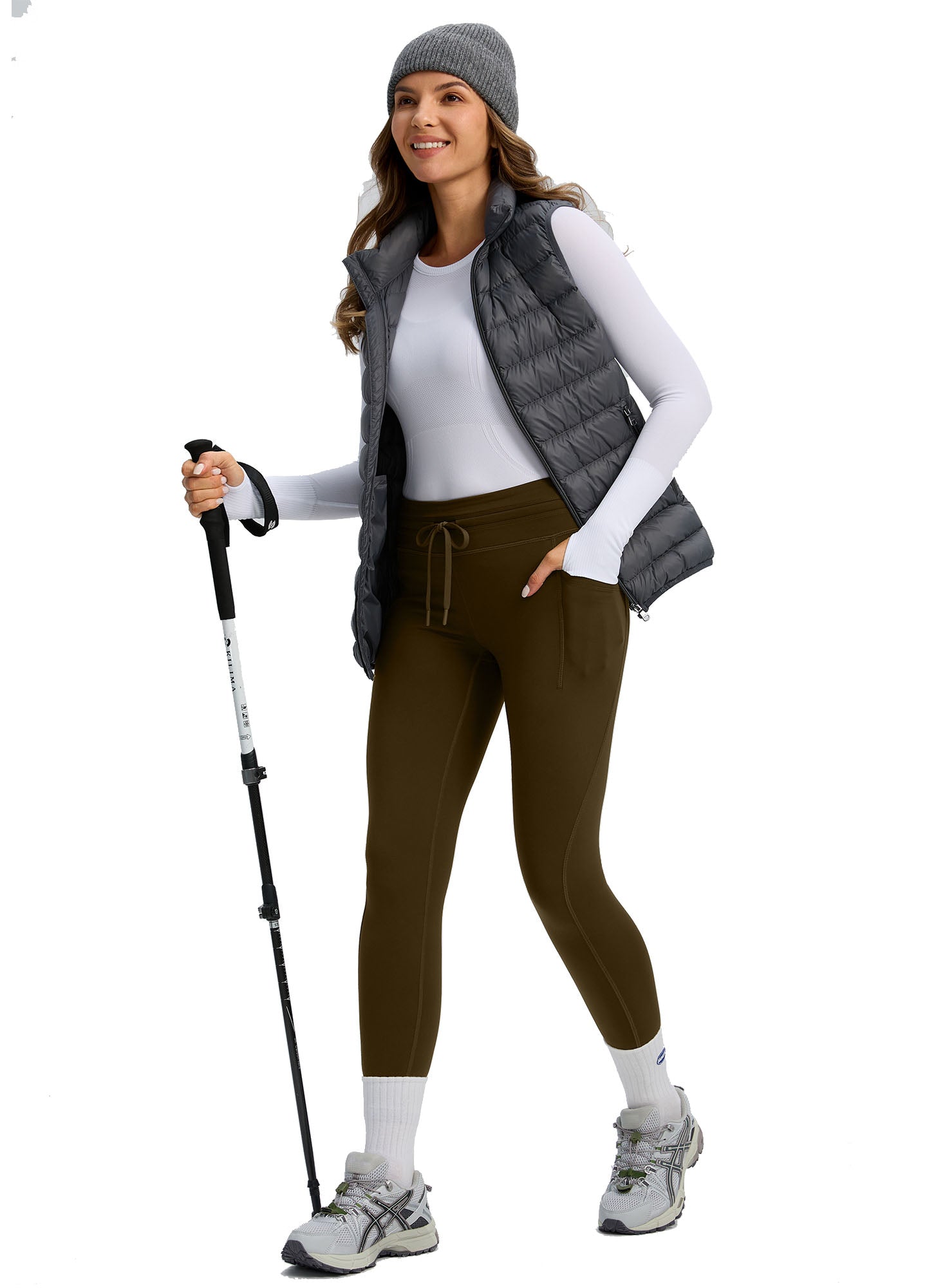 Fleece Lined Hiking Ski Leggings Tummy Control